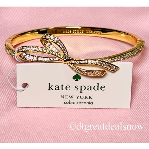 Nwot Kate Spade All Tied Up Hinge Gold Tone Hinged Cuff Bracelet K6909