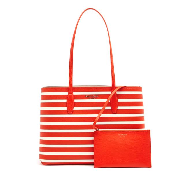 Kate Spade All Day Sailing Stripe Large Tote with Wristlet Tamarillo PXR00388