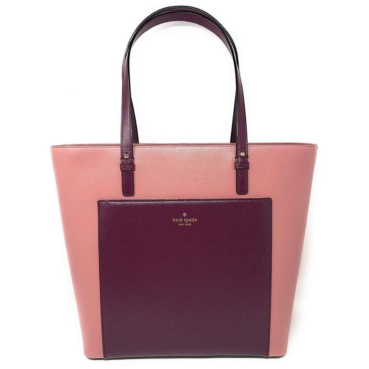 Kate Spade Grand Street Sadie Leather Tote Pink Burgundy WKRU4854