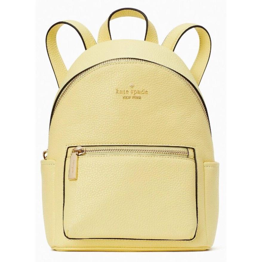 Kate Spade Leila Dome Backpack Yellow Pebbled Leather KB650 Retail FS