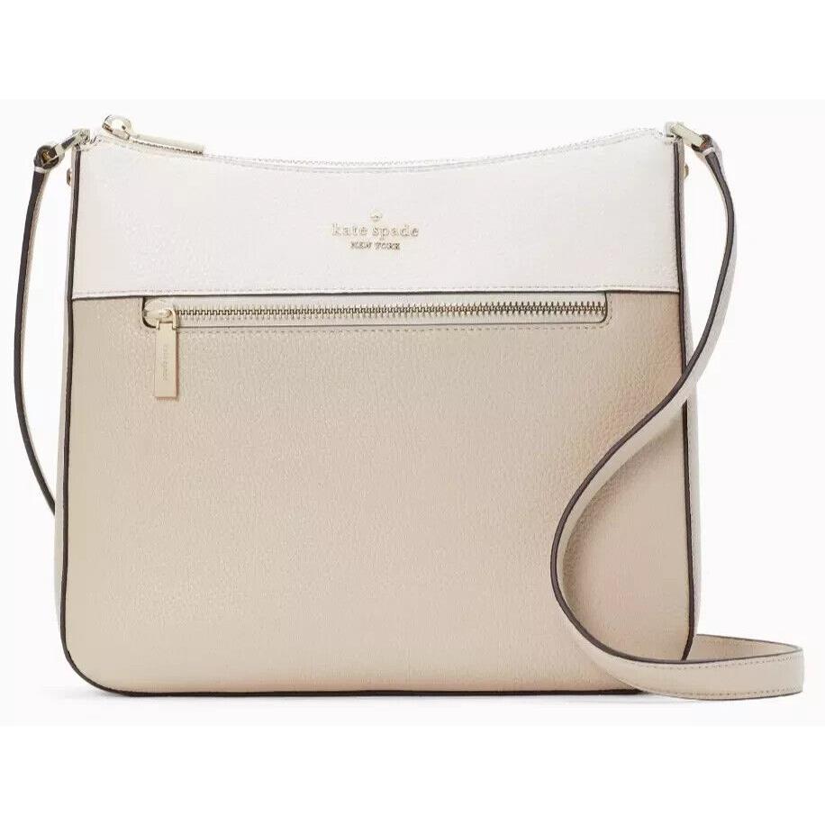 Kate Spade Leila Swingpack Crossbody Bag Beige White Leather Purse KB648