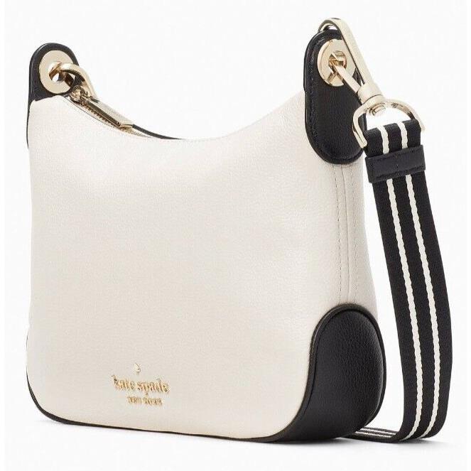 Kate Spade Rosie Crossbody White Black Pebbled Leather KA687 FS - Handle/Strap: Black, Hardware: Gold, Exterior: White