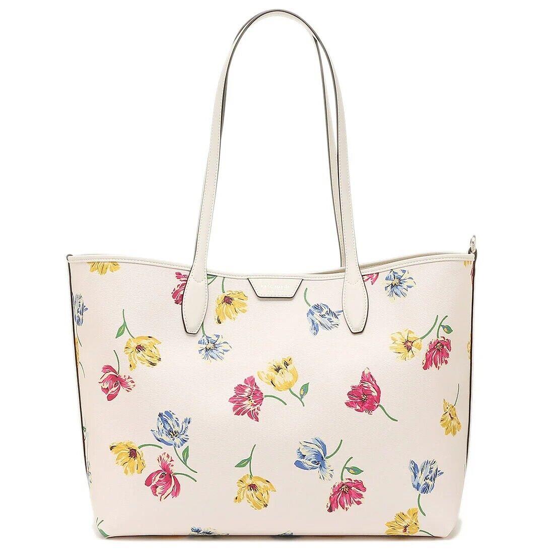 Kate Spade Sutton Large Tote Bag Ivory Tulip Toss Cream Floral Purse KB293