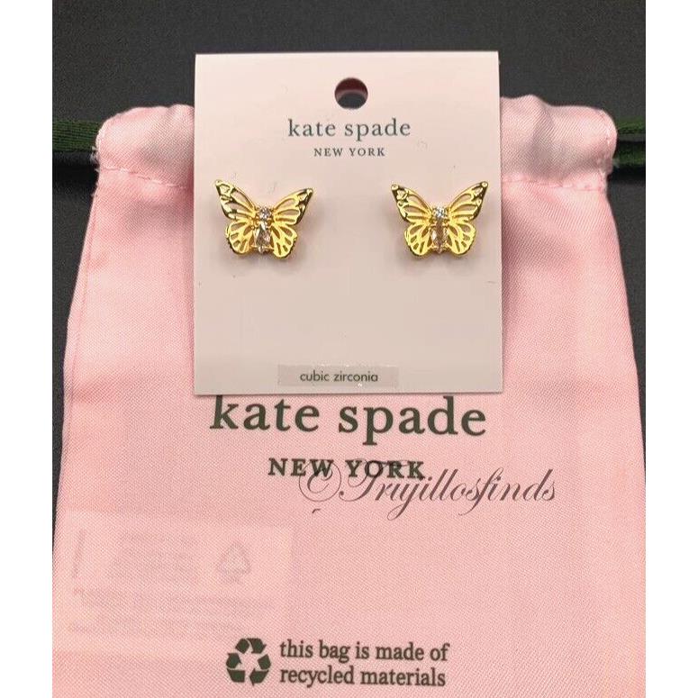 Kate Spade Social Butterfly Stud Earrings Gold Tone KC760 New