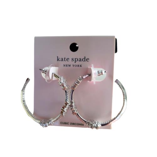 Kate Spade Gleaming Gardenia Flower Hoops Silver