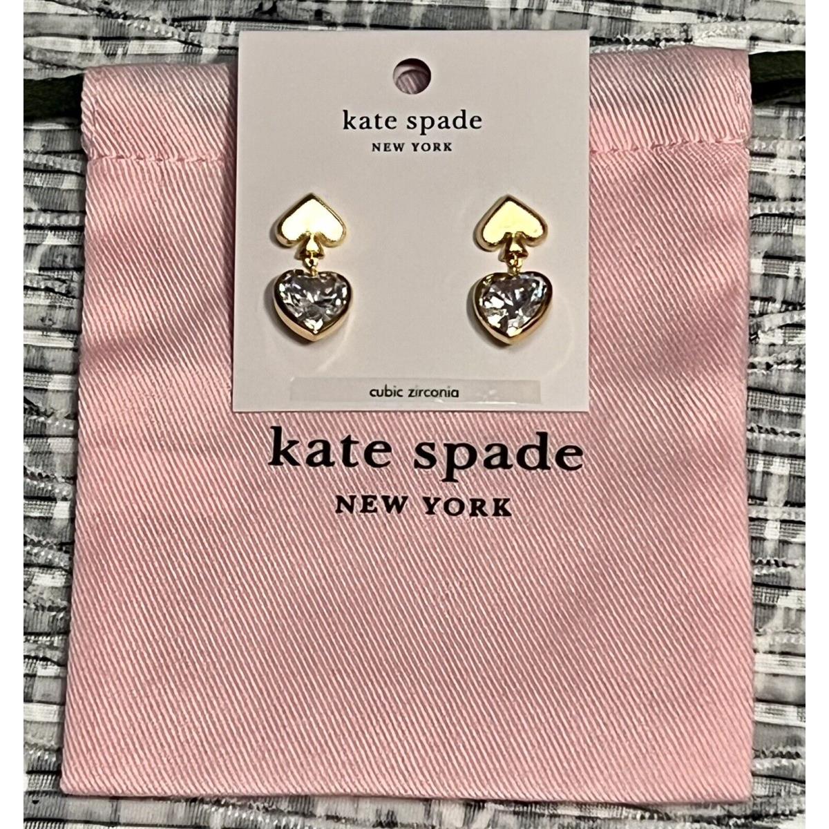 Kate Spade Everyday Spade Clear Gold Plated Cubic Zirconia Heart Spade K5774