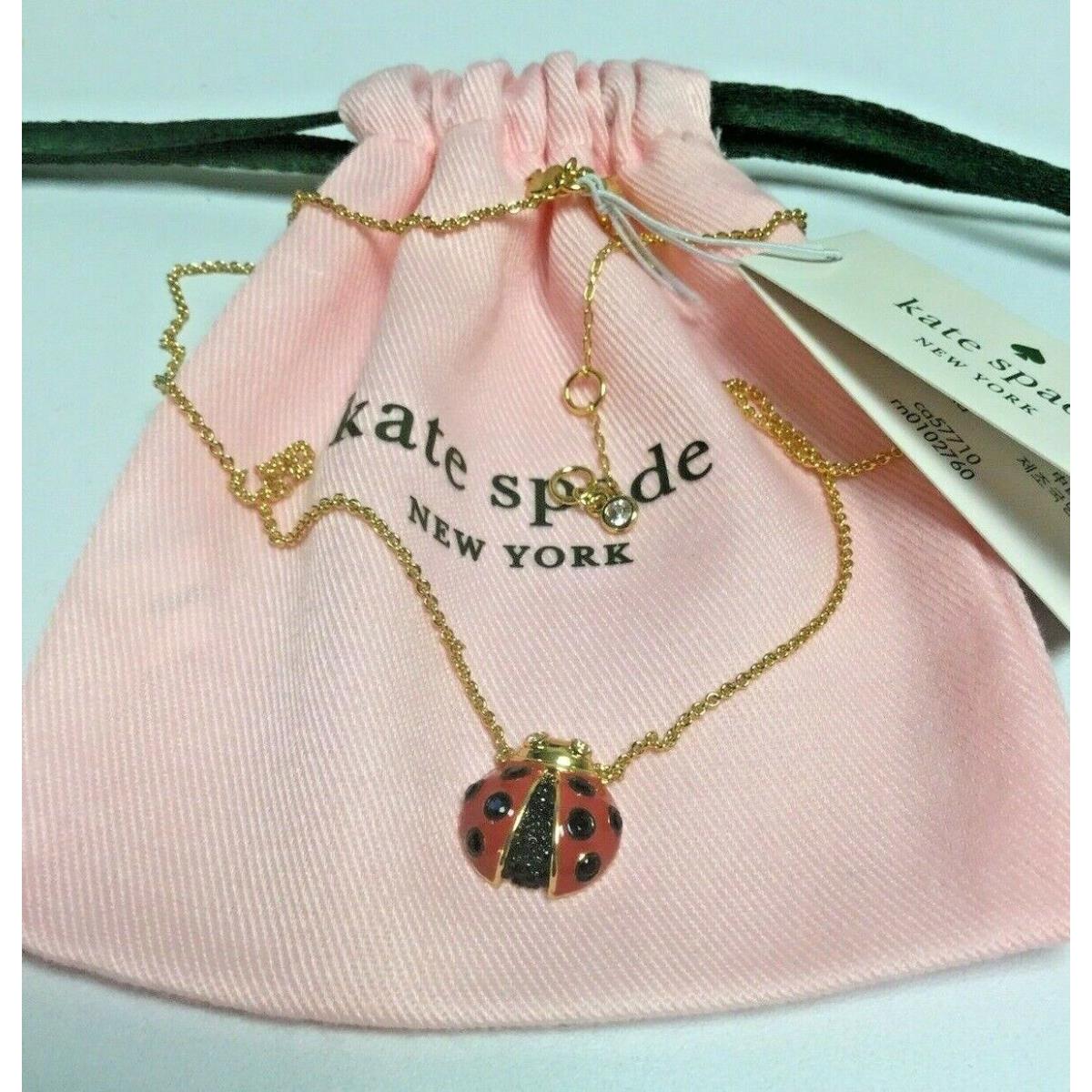 Kate Spade New York 12K Gold Plated Little Ladybug Necklace w/ KS Dust Bag New