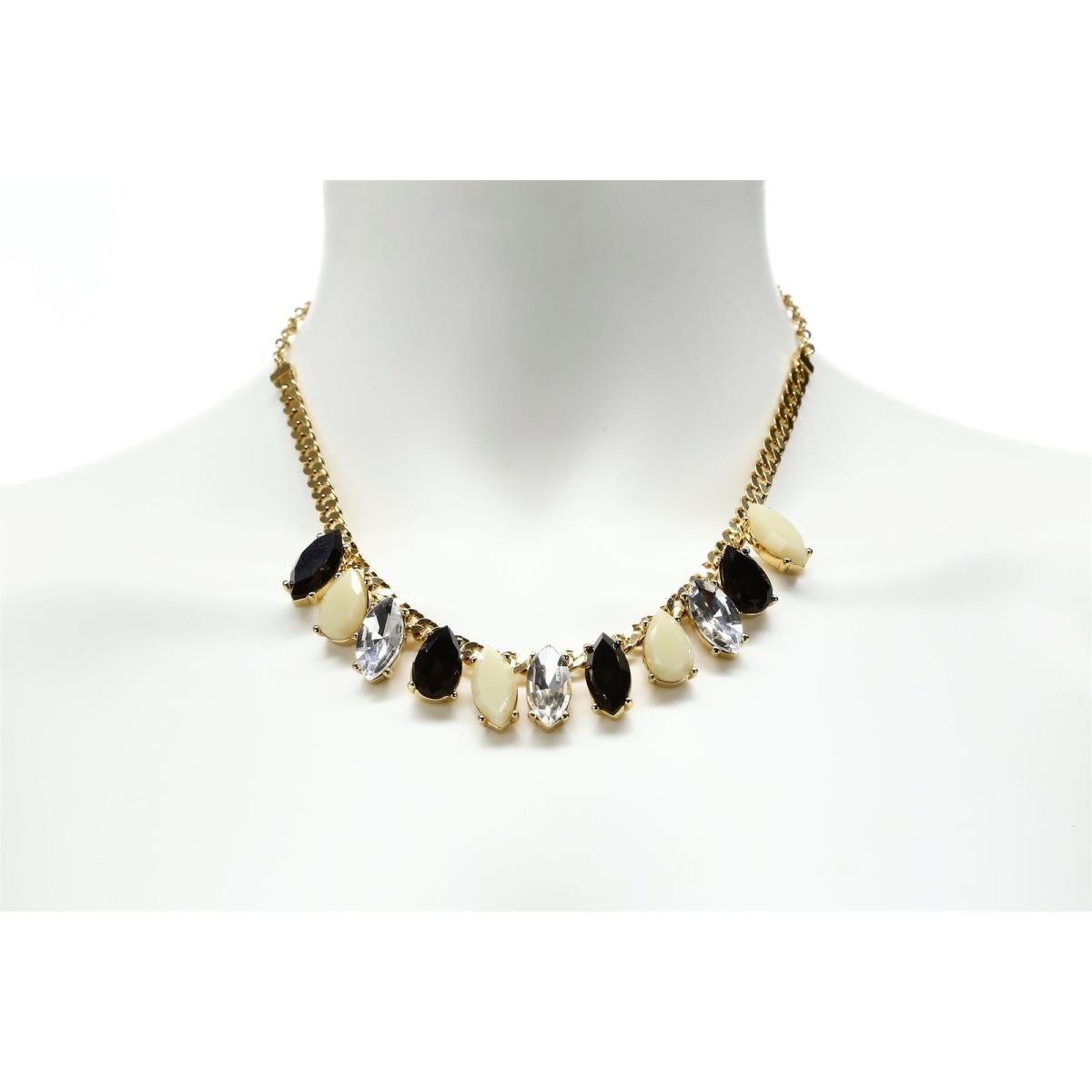Kate Spade Black Gold Cream Crystal Stone Sparkle Bib Necklace 143783