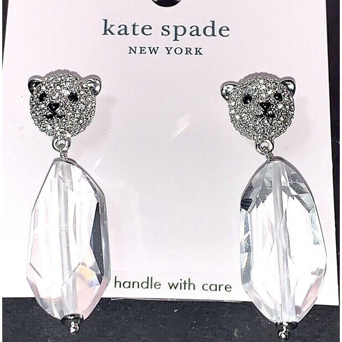 Kate Spade Polar Bear with Ice Crystal Pave Stud Earrings Arctic Friends New