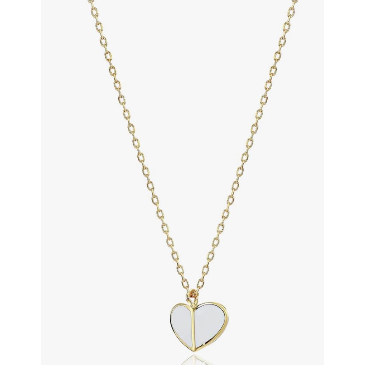 Kate Spade White Enamel Heart Mini Pendent 19 Necklace JL97