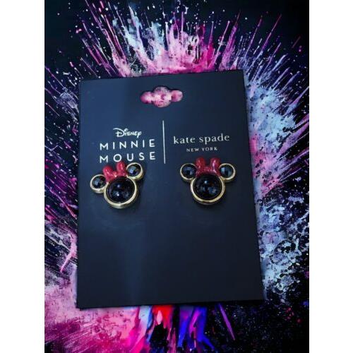 Kate Spade New York Disney X Minnie Mouse Stud Earrings Red Black C2166 New