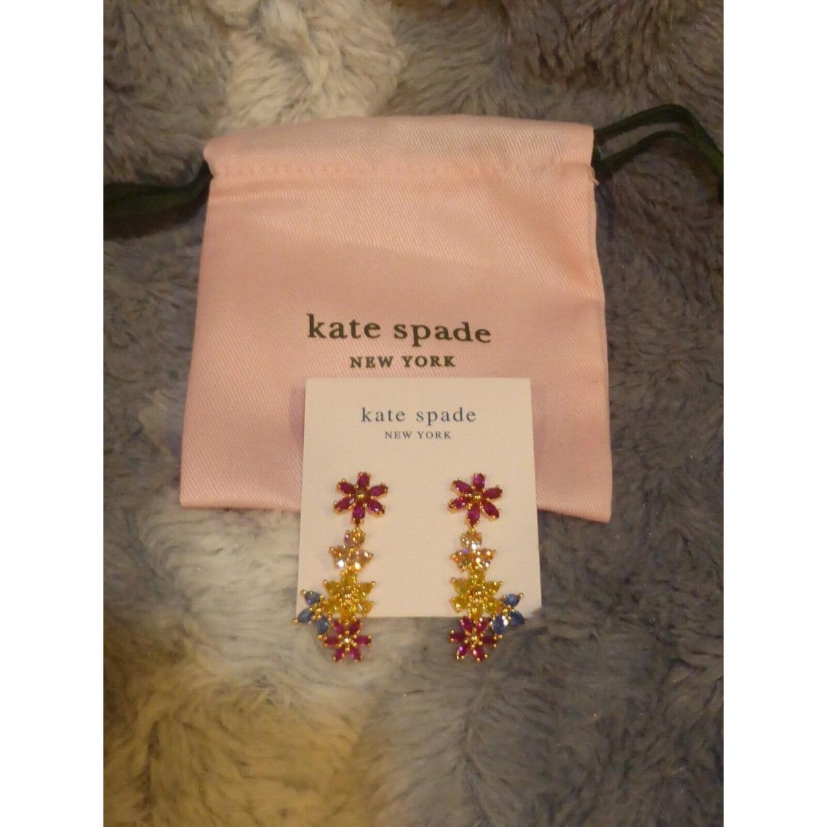 Kate Spade First Bloom Flower Statement Dangle Earrings Dust Bag