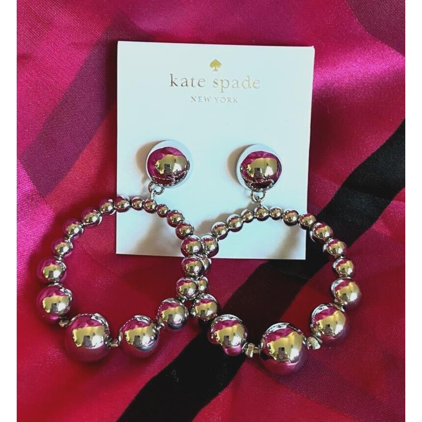 Kate Spade New York Light Up The Room Hoop Statement Earrings Silver Shiny