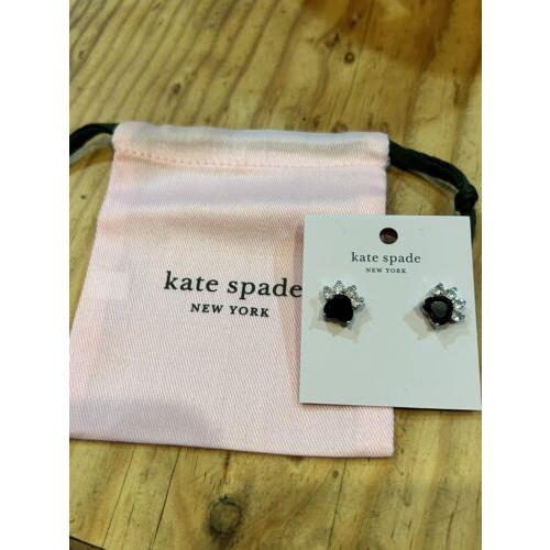 Kate Spade Pawesome Dog Paw Print Studded Earrings Clear /black /silver