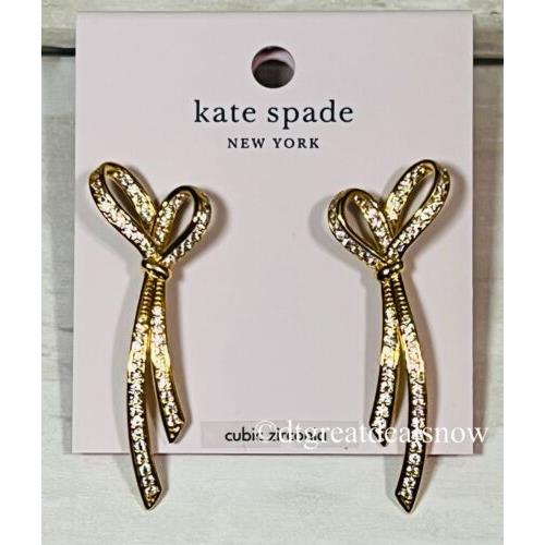 Kate Spade All Tied UP Paved Drop Earrings Gold Tone K6911