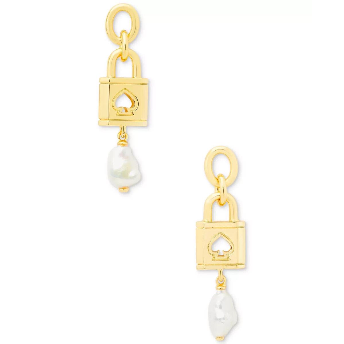 Kate Spade New York Gold-tone Padlock Freshwater Pearl Drop Earrings