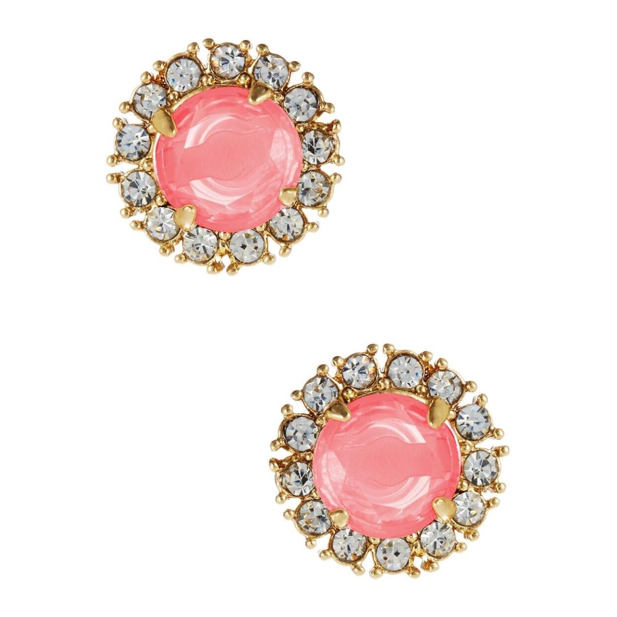 Kate Spade `secret Garden` Pink Mixed Stone Gold Plated Round Stud Earrings
