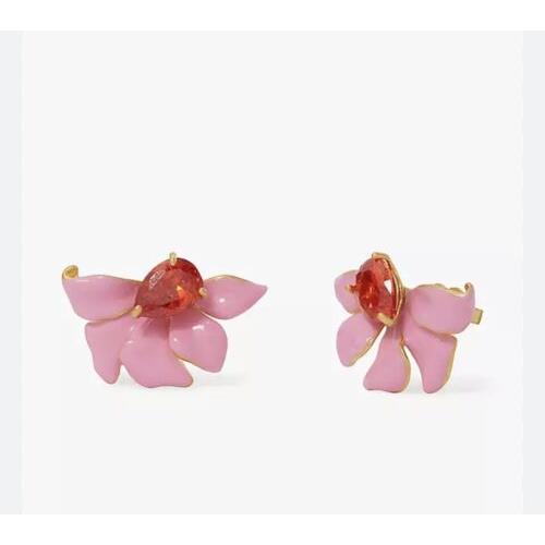 Kate Spade Pink Floral Frenzy Enamel CZ Stud Earrings