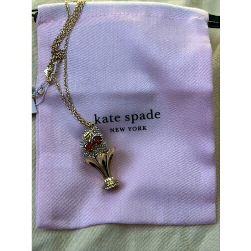 Kate Spade Ice Cream Sundae Pendant Necklace in Multi/ Gold W/dust Bag