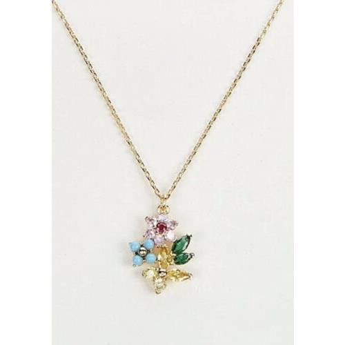Kate Spade New Bloom Cluster Gold Multi Color Pendant Necklace F552