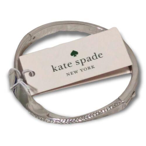 Kate Spade Pave Hinged Bangle Do The Twist Silver with Crystals