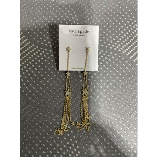 Stunning Kate Spade 14K Fill Star Crystals Zirconia Chandelier Earrings New