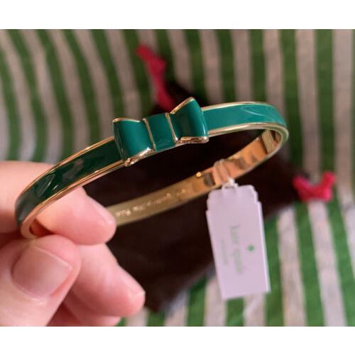 Kate Spade 2014 Take A Bow In Emerald Green Gold Plated Bracelet Bangle