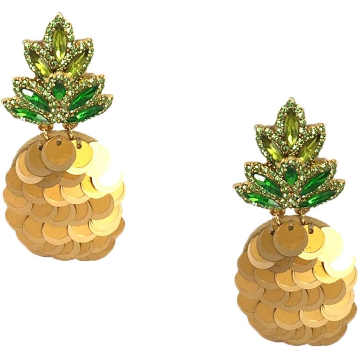 New Kate Spade By The Pool Pineapple Drop Statement Earrings Goldtone Plated