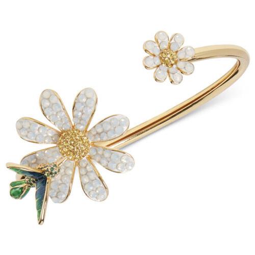 Kate Spade Gold Tone Crystal Stone Flower Flex Bracelet- I8J