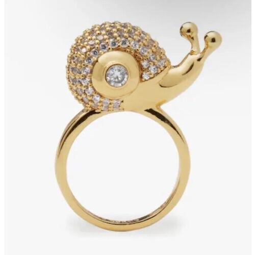 Kate Spade Fruit Salad 12-K Gold Plated CZ Stone Snail Cocktail Ring-size 7