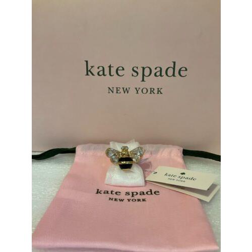 Kate Spade New York All Abuzz Stone Bee 12k Gold Plated Ring Size 6