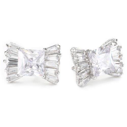 Kate Spade New York le Soir` Bow Crystal Post Stud Earrings Silver Sparkle Bride