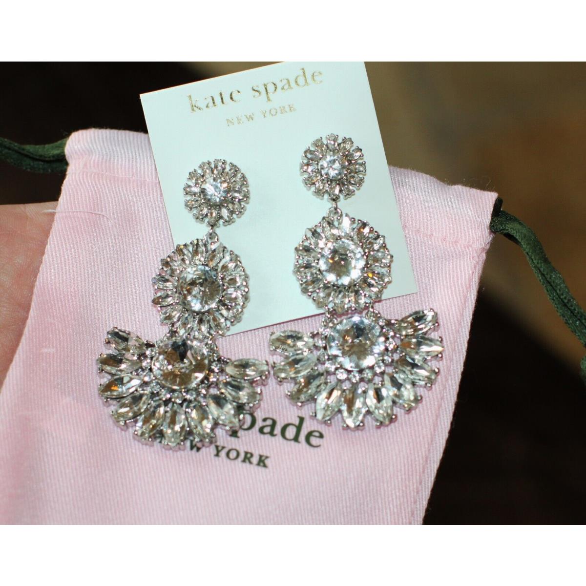 Kate Spade NY Estate Gardens Drop Chandelier Earrings Crystal Flora Statement