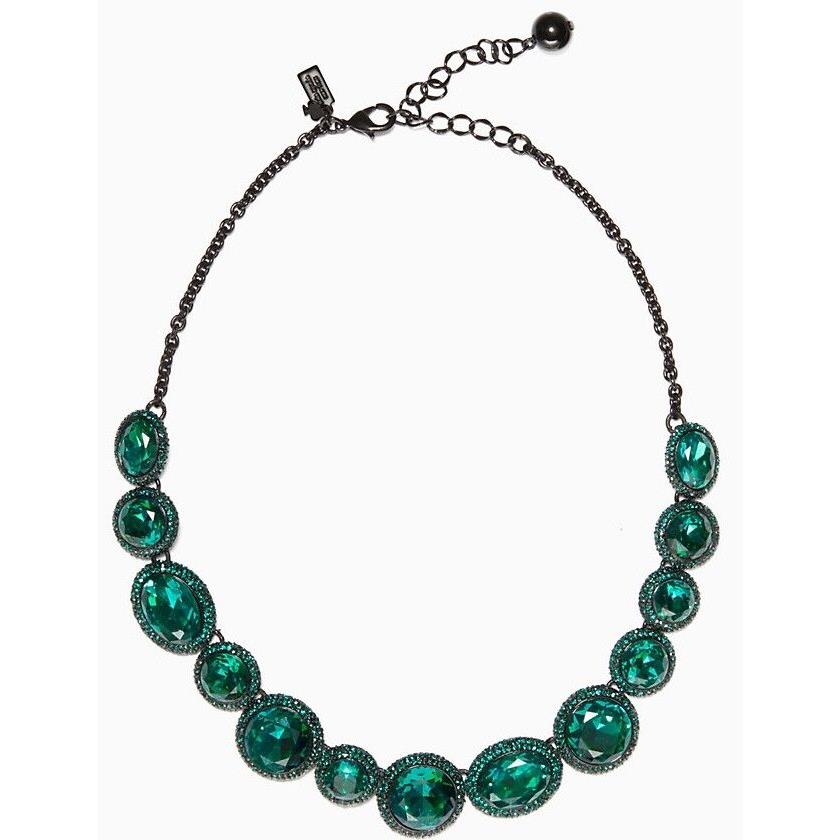 Kate Spade York `absolute Sparkle` Collar Necklace Emerald Green Stones CZ