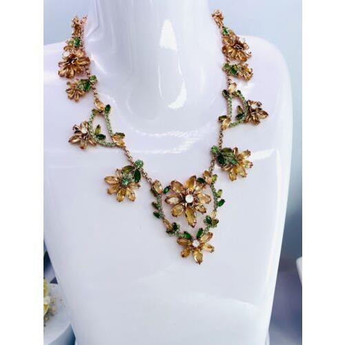 Kate Spade Gold Plated Crystals Flower Garden Statement Necklace