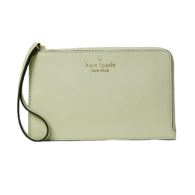 Kate Spade Staci Medium L Zip Wristlet Wallet WLR00134 Sage New - Exterior: , Hardware: Gold