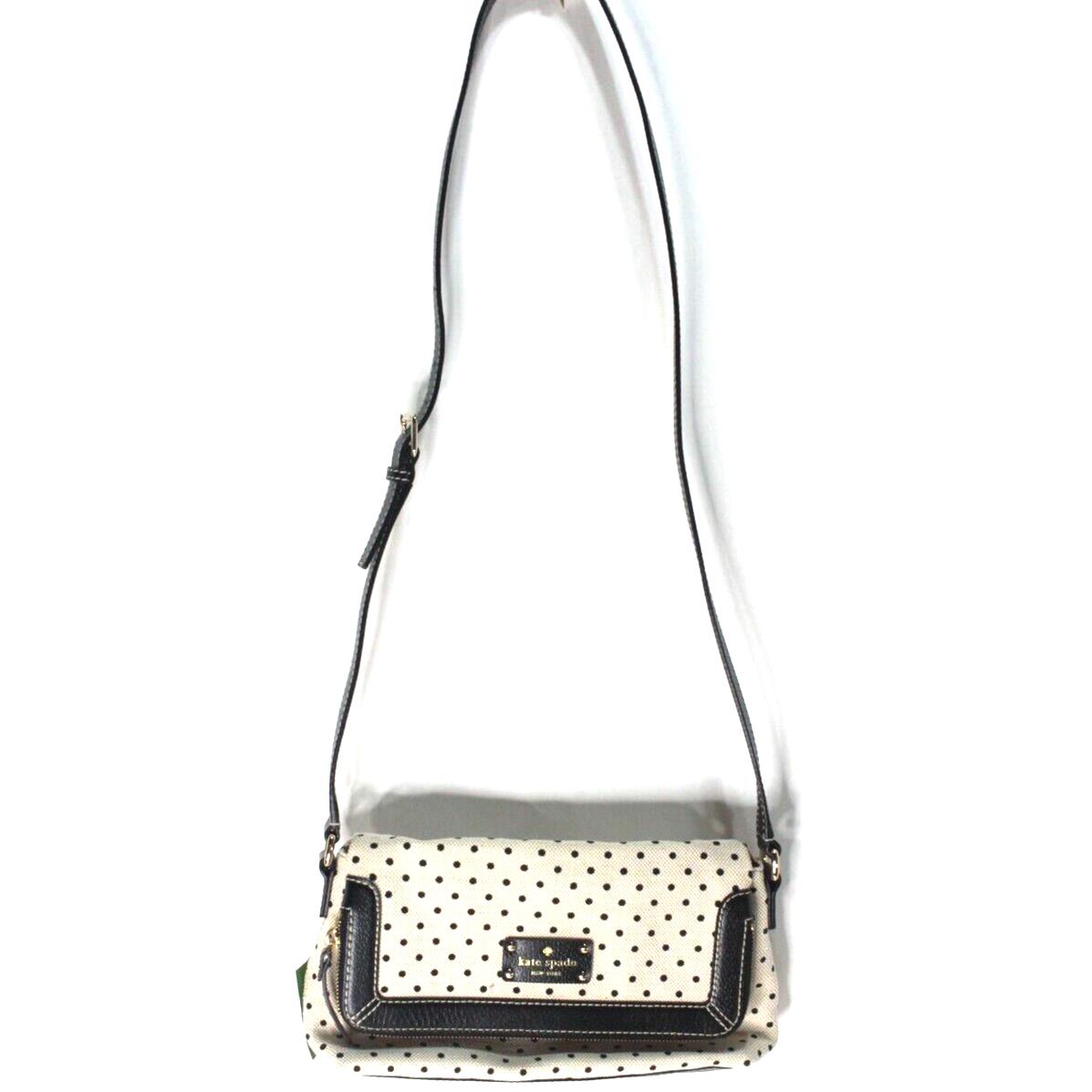 Kate Spade New York Beige Canvas Black Polka Dot Belltown Marcela Handbag