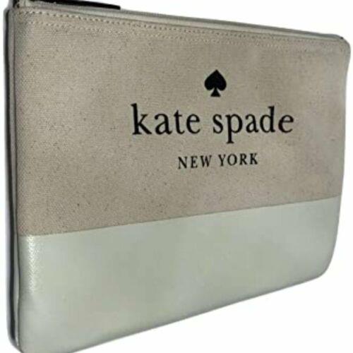 Women`s Kate Spade Cream Canvas Ash Street Gia Clutch