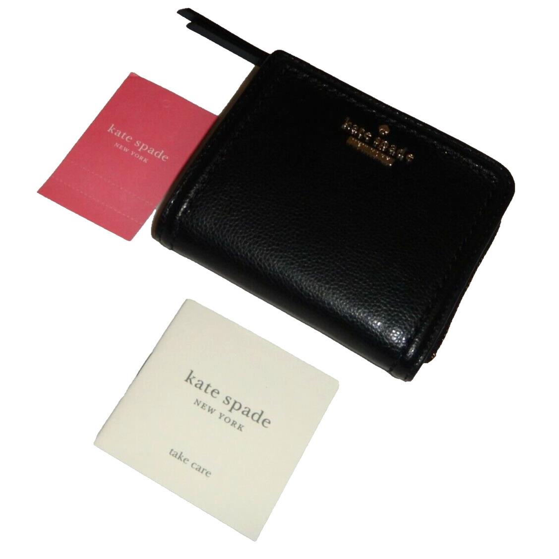 Kate Spade Women Patterson Drive Small 1-Zip Bifold Wallet Black Leather