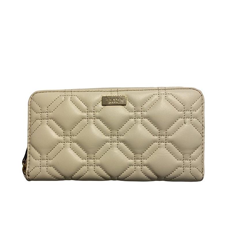 Kate Spade Astor Court Neda Quilted Leather Zip Around Wallet WLRU1240 Bone