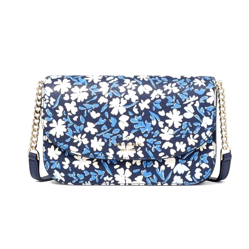 New Kate Spade Kristi Shoreside Floral Print Flap Crossbody Blue Multicolor