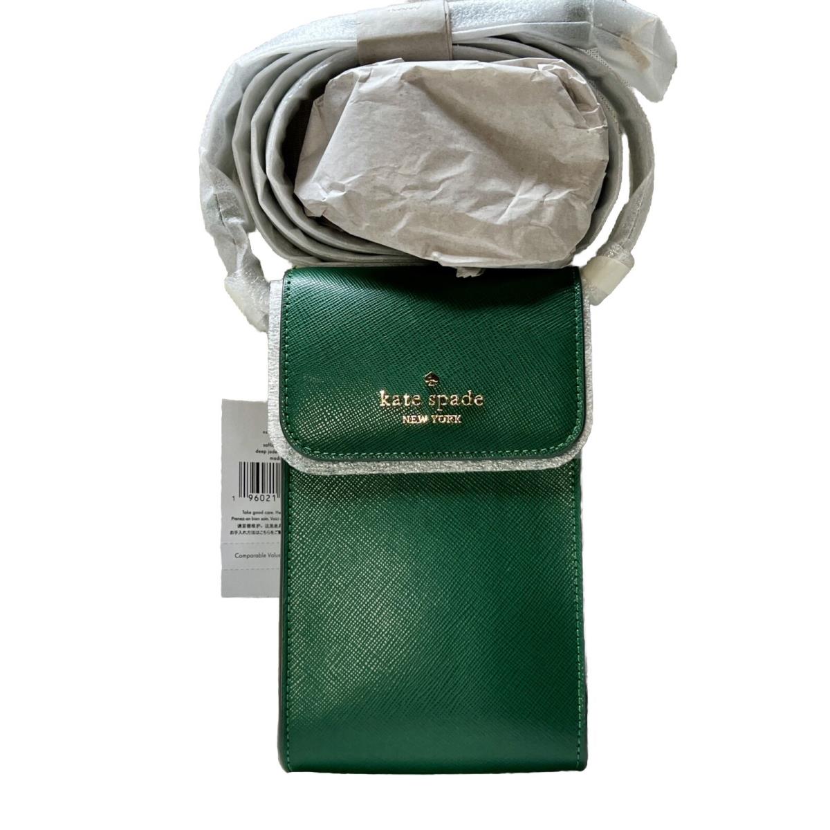 Kate Spade Madison North South Flap Phone Leather Crossbody Deep Jade