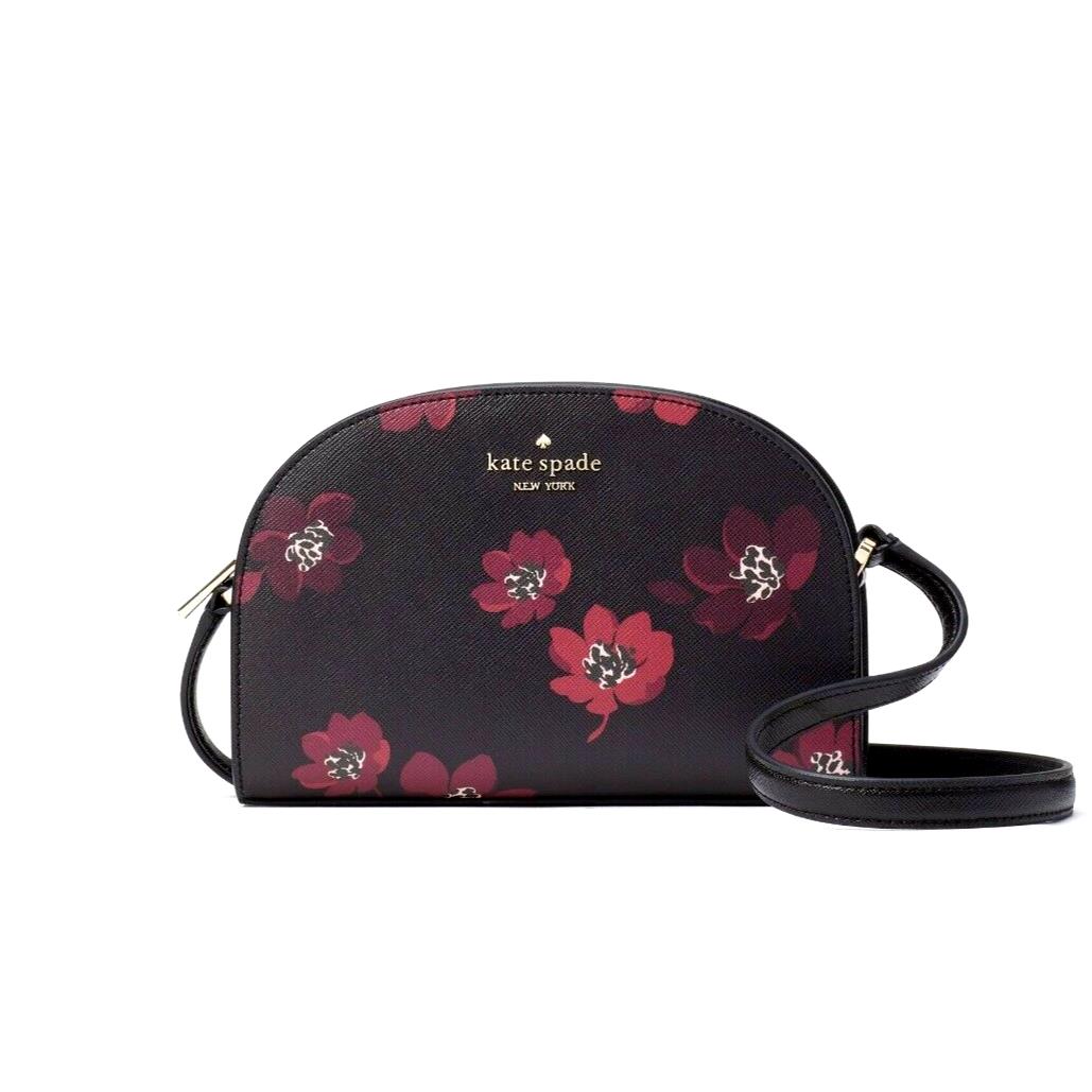 New Kate Spade Perry Saffiano Pvc Dome Crossbody Floral Black Multi