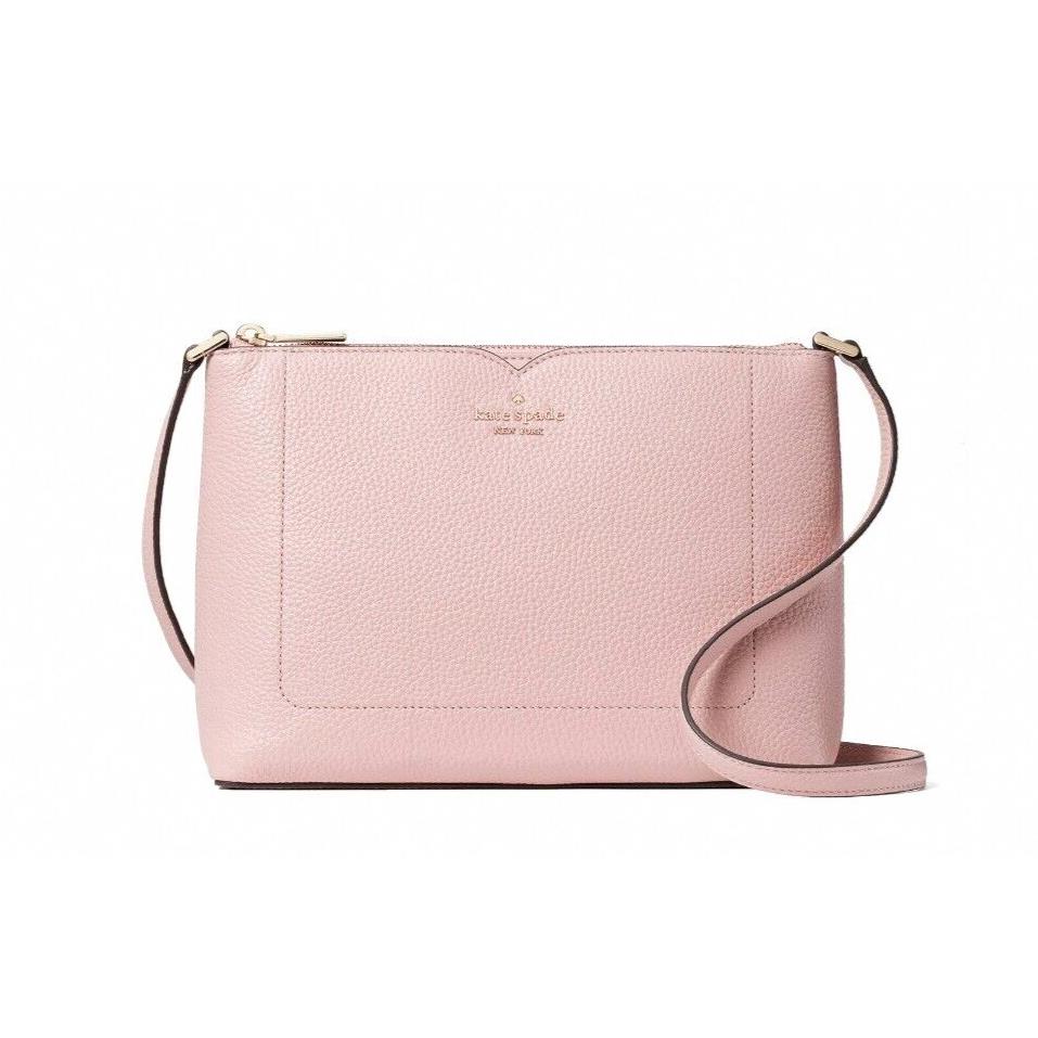 New Kate Spade Harlow Pebble Leather Crossbody Rose Smoke