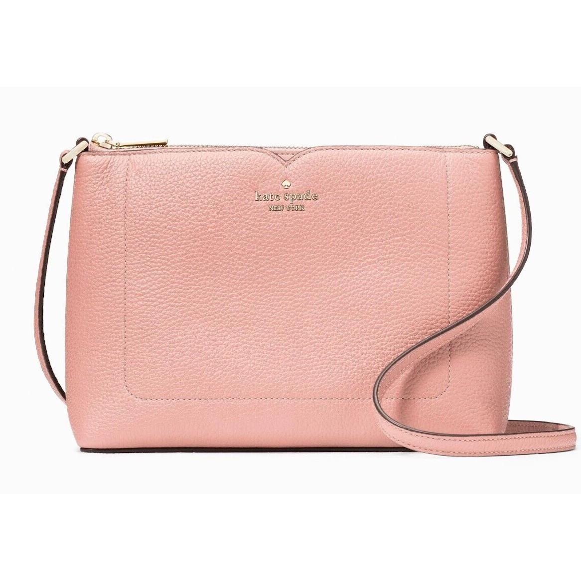 New Kate Spade Harlow Pebble Leather Crossbody Tea Rose