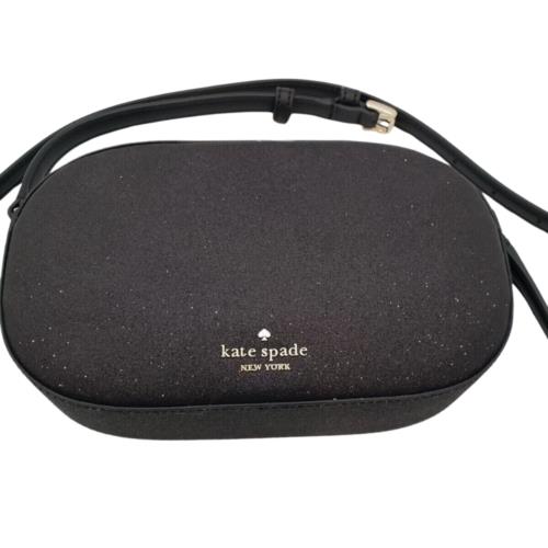 Kate Spade New York Glimmer Oval Camera Bag Crossbody Purse Black New