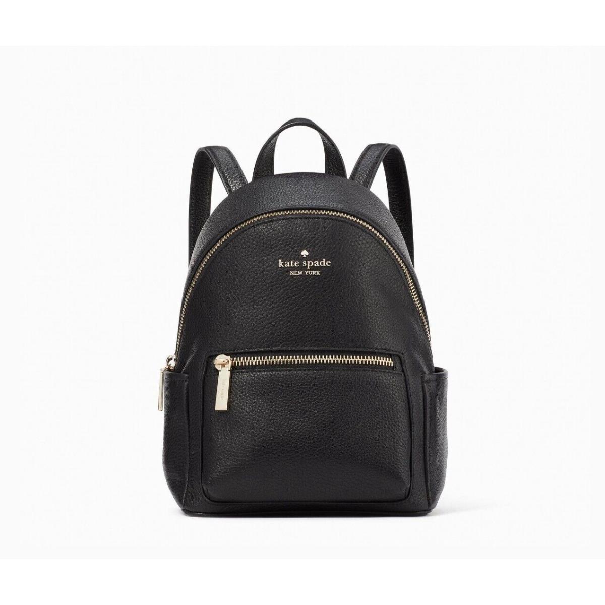 New Kate Spade Leila Pebbled Leather Mini Dome Backpack Black