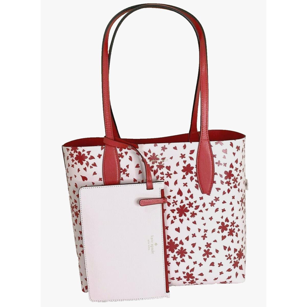 New Kate Spade Small Reversible Tote with Pouch Love Shack Red Multi