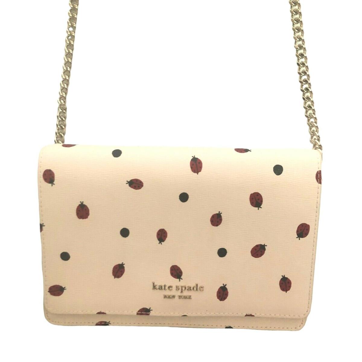 Kate Spade Chain Wallet Lady Bug Dots PWR00471 Ivory Multi New