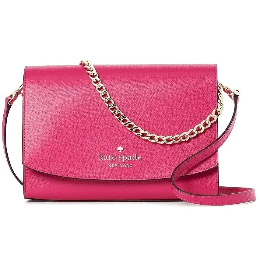 Kate Spade Carson Saffiano Leather Convertible Crossbody Deep Hibiscus New